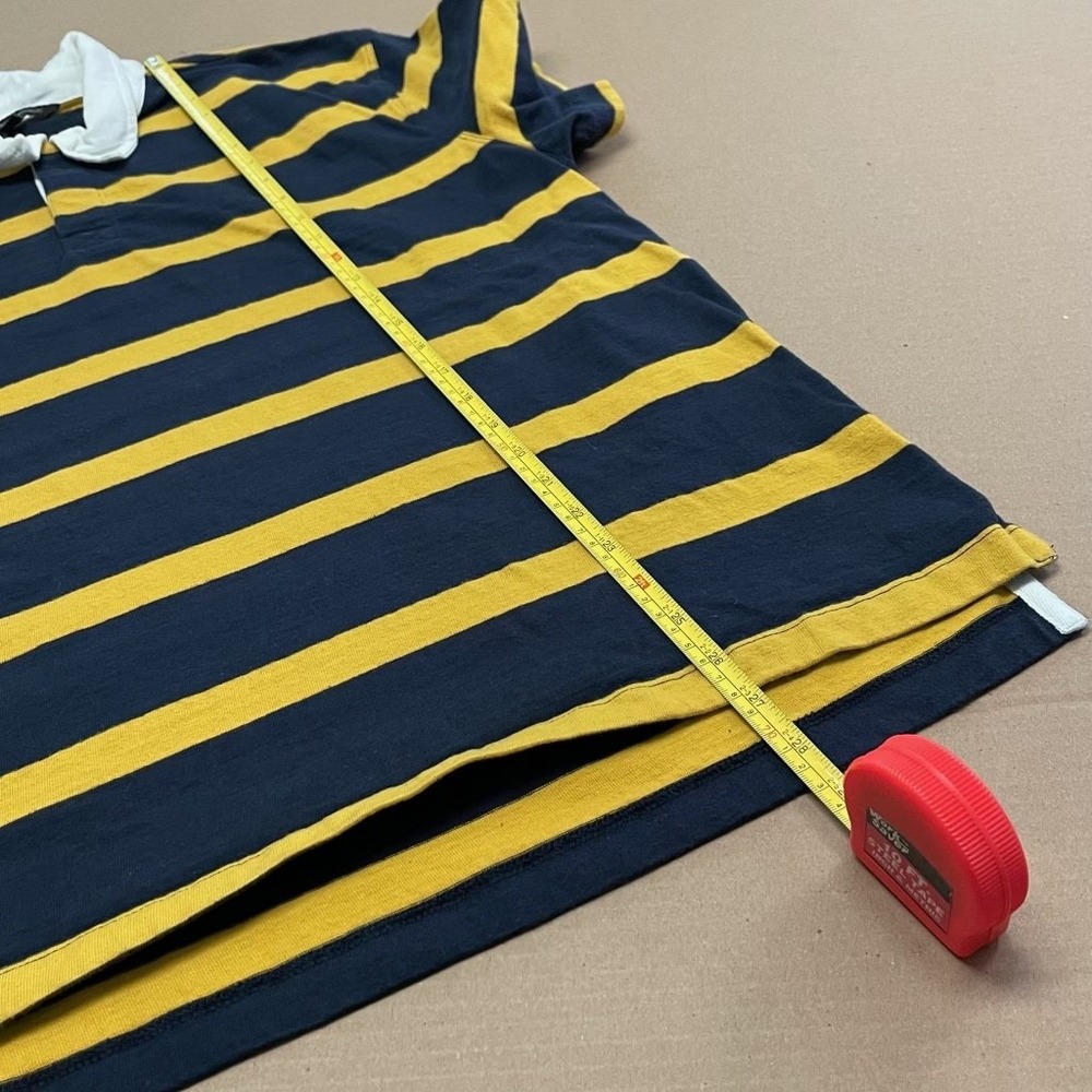 Banana Republic Men's Large Short Sleeved‎ Rugby Polo Navy/Yellow Preppy - Picture 8 of 10